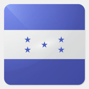 Adesivo Quadrado Bandeira brilhante prateada de Honduras