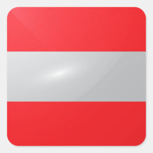 Adesivo Quadrado Bandeira brilhante quadrada da Áustria