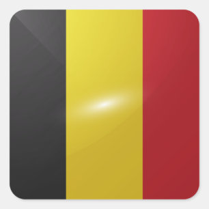 Adesivo Quadrado Bandeira brilhante quadrada da Bélgica