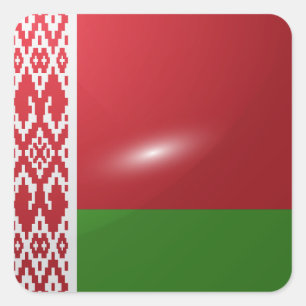 Adesivo Quadrado Bandeira brilhante quadrada da Bielorrússia