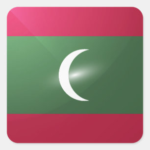 Adesivo Quadrado Bandeira brilhante quadrada das Maldivas