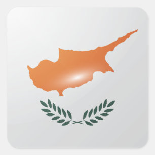 Adesivo Quadrado Bandeira brilhante quadrada de Chipre