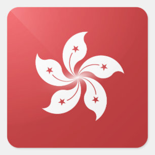 Adesivo Quadrado Bandeira brilhante quadrada de Hongkong
