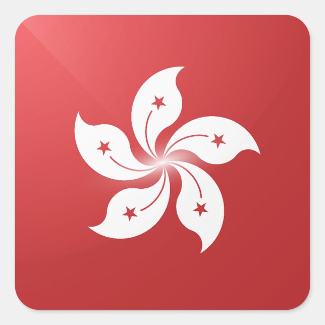 Adesivo Quadrado Bandeira brilhante quadrada de Hongkong (Frente)