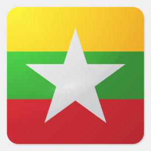 Adesivo Quadrado Bandeira brilhante quadrada de Mianmar