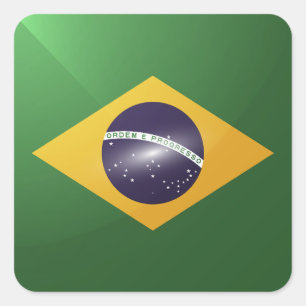 Adesivo Quadrado Bandeira brilhante quadrada do Brasil