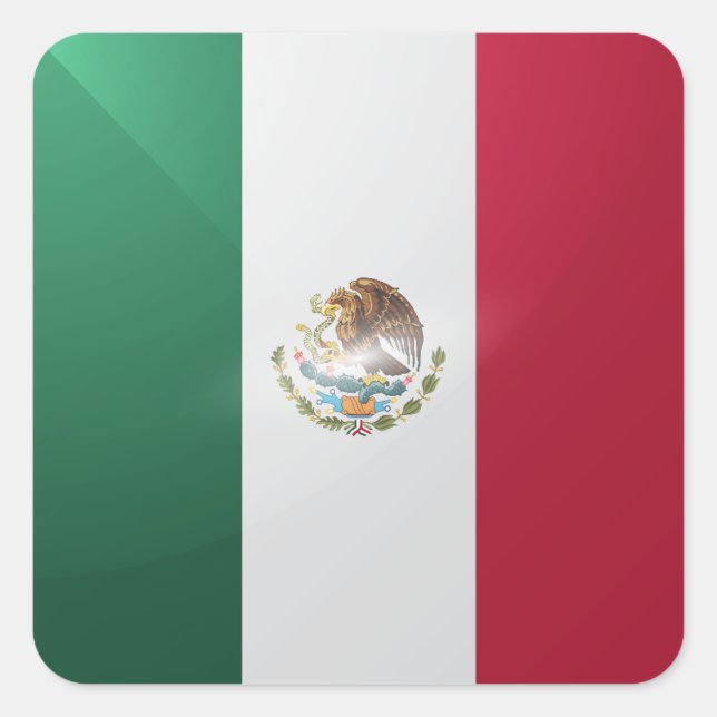 Adesivo Quadrado Bandeira brilhante quadrada do México (Frente)