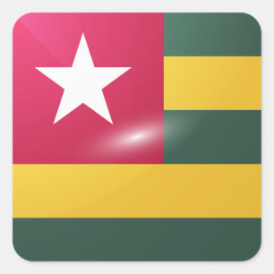Adesivo Quadrado Bandeira brilhante quadrada do Togo