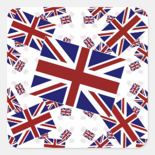 Adesivo Quadrado Bandeira BRITÂNICA de Union Jack nas camadas