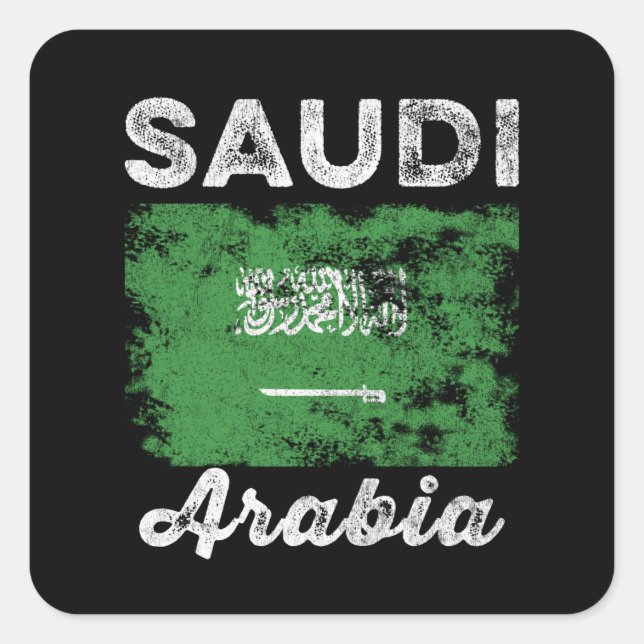 Adesivo Quadrado Bandeira da Arábia Saudita aflita a bandeira saudi (Frente)