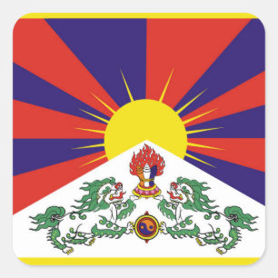 Adesivo Quadrado Bandeira da bandeira do leão de Tibet ou de neve