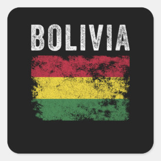 Adesivo Quadrado Bandeira da Bolívia Enfrentada - Bandeira da Bolív