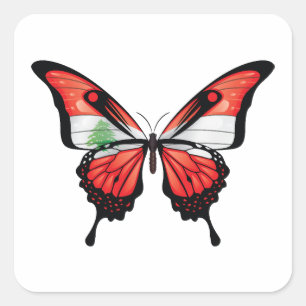 Adesivo Quadrado Bandeira da Borboleta do Líbano