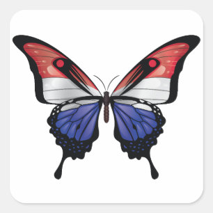 Adesivo Quadrado Bandeira da Borboleta dos Países Baixos