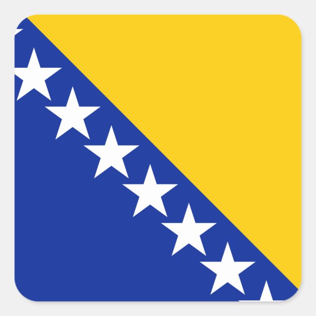 Adesivo Quadrado Bandeira da Bósnia e Herzegovina (Frente)
