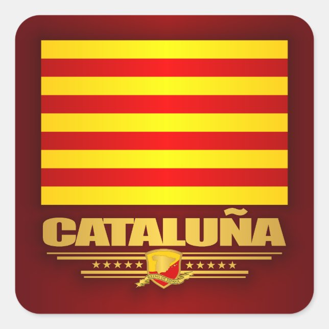Adesivo Quadrado Bandeira da Cataluna (Catalunha) (Frente)