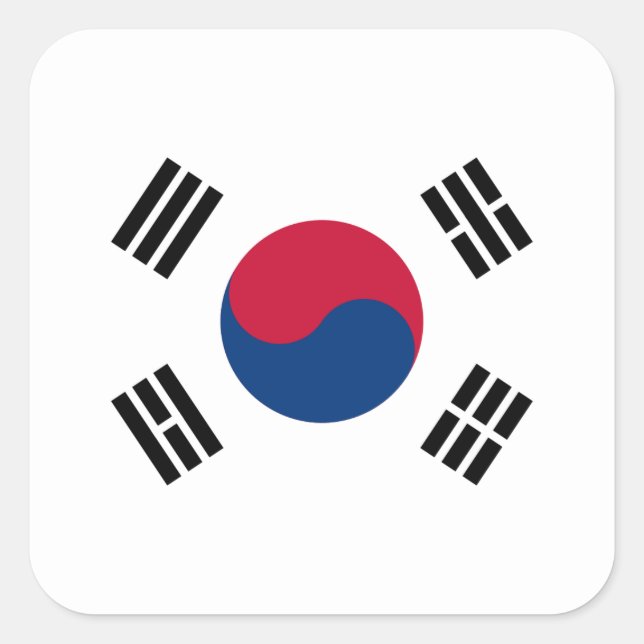 Adesivo Quadrado Bandeira da Coreia do Sul (Frente)