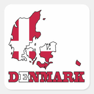 Adesivo Quadrado Bandeira da Dinamarca no mapa