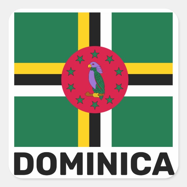 Adesivo Quadrado Bandeira da Domínica (Frente)