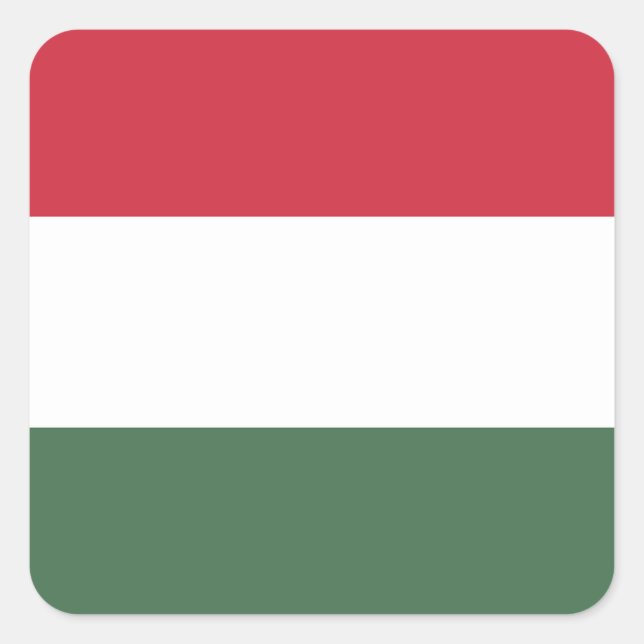 Adesivo Quadrado Bandeira da Hungria (Frente)