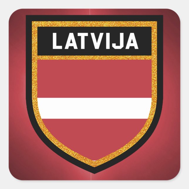 Adesivo Quadrado Bandeira da Letónia (Frente)