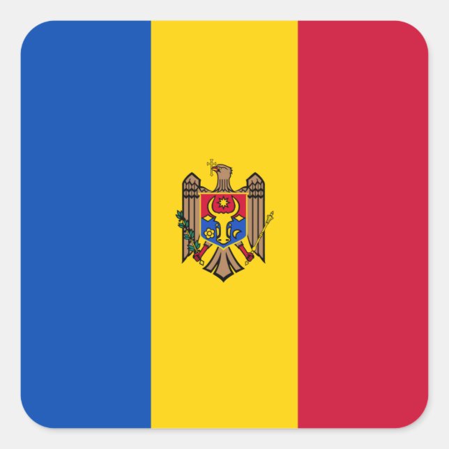 Adesivo Quadrado Bandeira da Moldávia (Frente)