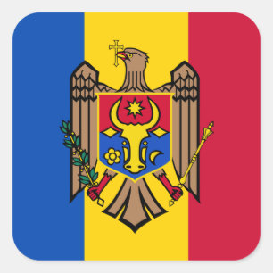 Adesivo Quadrado Bandeira da Moldávia e Casaco de armas, Bandeira 