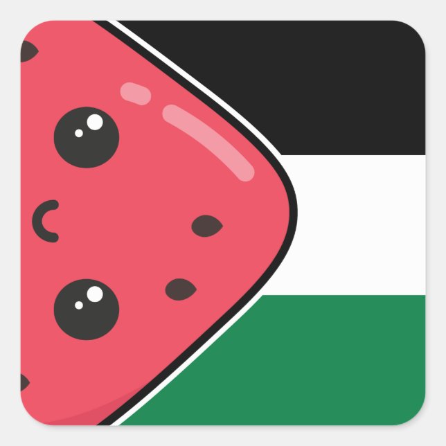 Adesivo Quadrado Bandeira da Palestina Cura com Palestina Livre de  (Frente)