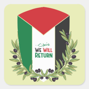 Adesivo Quadrado Bandeira da Palestina e Ramos Olivais
