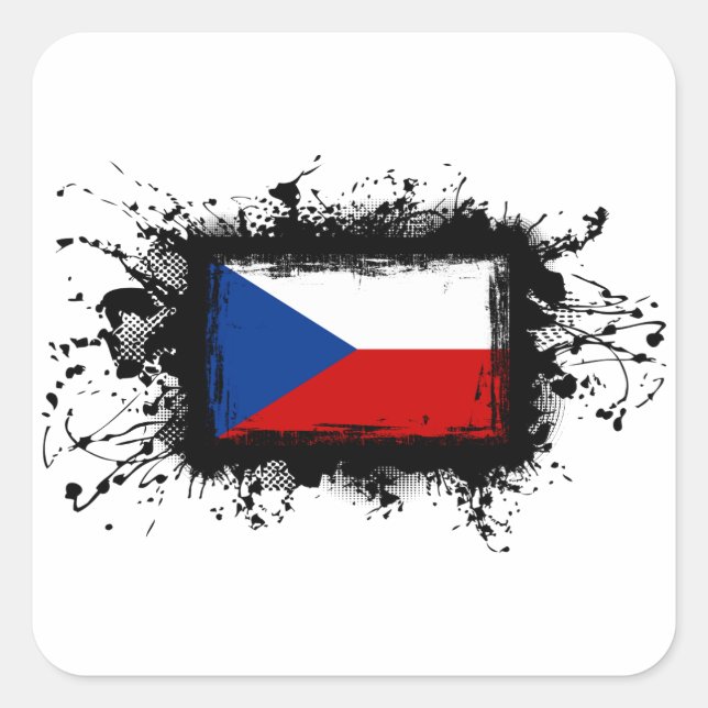 Adesivo Quadrado Bandeira da República Checa (Frente)