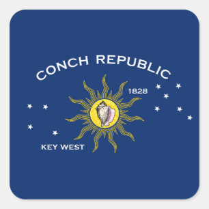 Adesivo Quadrado Bandeira da República Conch, Bandeira de Key West