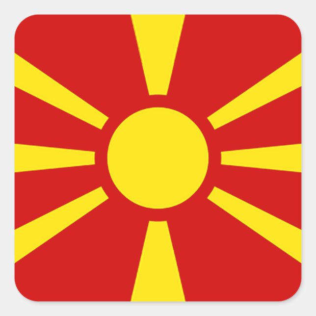Adesivo Quadrado Bandeira da República da Macedônia (Frente)