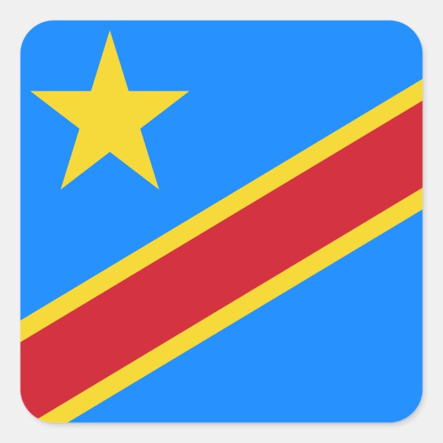 Adesivo Quadrado Bandeira da República Democrática do Congo (Frente)