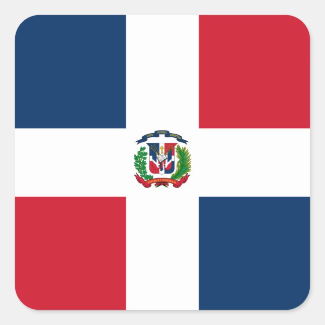 Adesivo Quadrado Bandeira da República Dominicana (Frente)