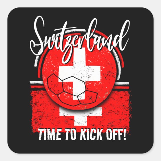 Adesivo Quadrado Bandeira da Suiça de futebol, Equipe Europeia Suíç (Frente)