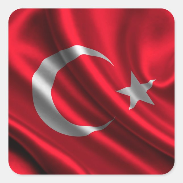 Adesivo Quadrado Bandeira da Turquia, bandeira turca (Frente)