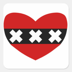 Adesivo Quadrado Bandeira dada forma coração de Amsterdão