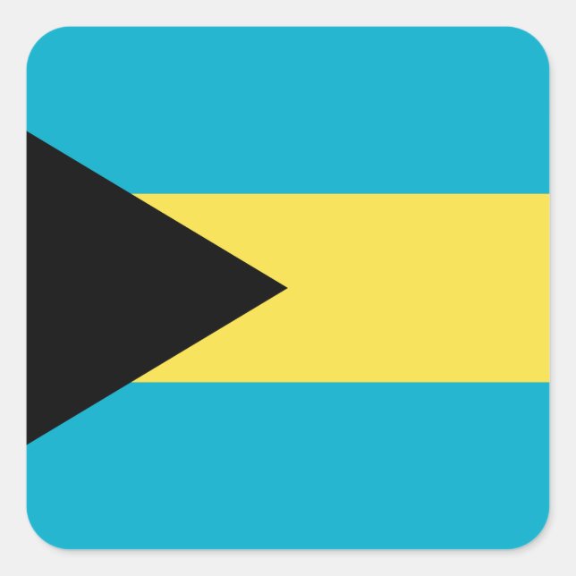 Adesivo Quadrado Bandeira das Bahamas (Frente)