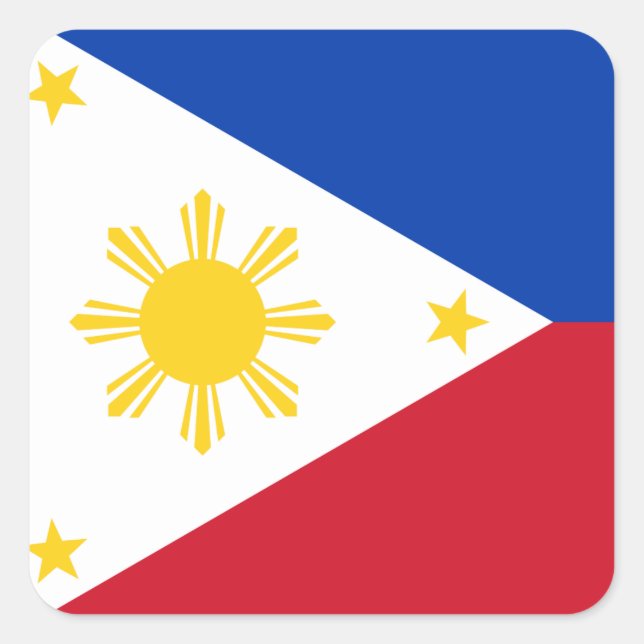 Adesivo Quadrado Bandeira das Filipinas (Frente)