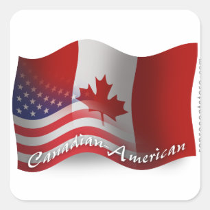 Adesivo Quadrado Bandeira de acendimento canadense-americano
