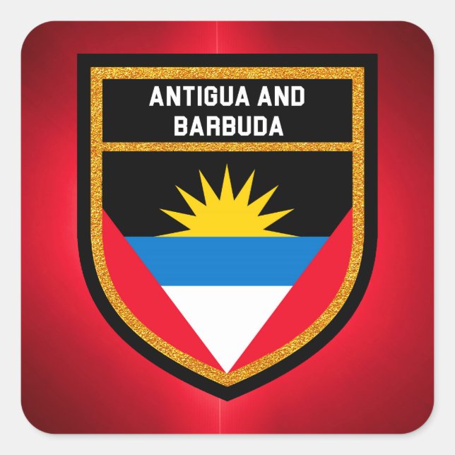 Adesivo Quadrado Bandeira De Antígua E Barbuda (Frente)
