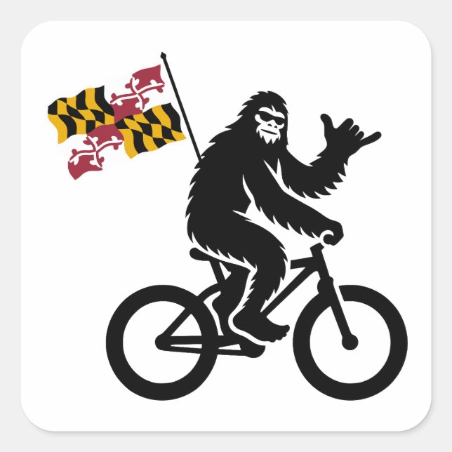 Adesivo Quadrado Bandeira de Bigfoot Cycling Maryland (Frente)
