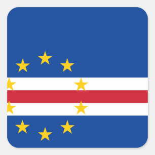 Adesivo Quadrado Bandeira de Cabo Verde
