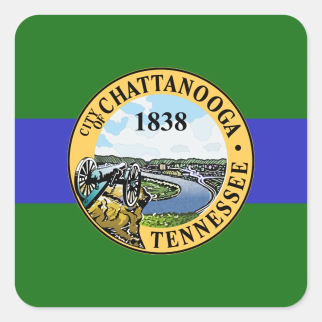 Adesivo Quadrado Bandeira de Chattanooga, Tennessee Square Sticker (Frente)