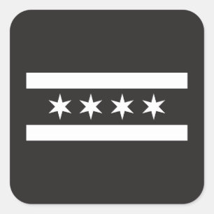 Adesivo Quadrado Bandeira de Chicago em preto & no branco