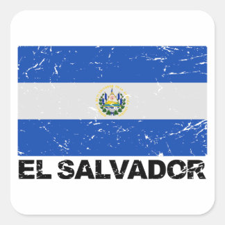 Adesivo Quadrado Bandeira de El Salvador Vintage