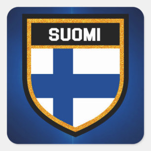 Adesivo Quadrado Bandeira de Finlandia