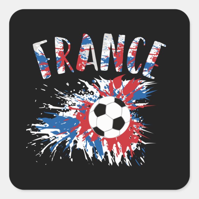 Adesivo Quadrado Bandeira de Grunge da Bola de Futebol da França (Frente)