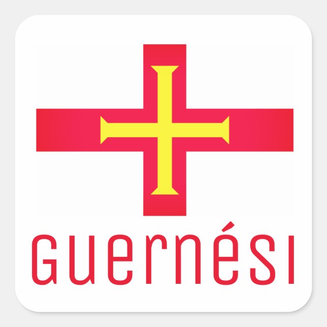 Adesivo Quadrado Bandeira de Guernési (Frente)
