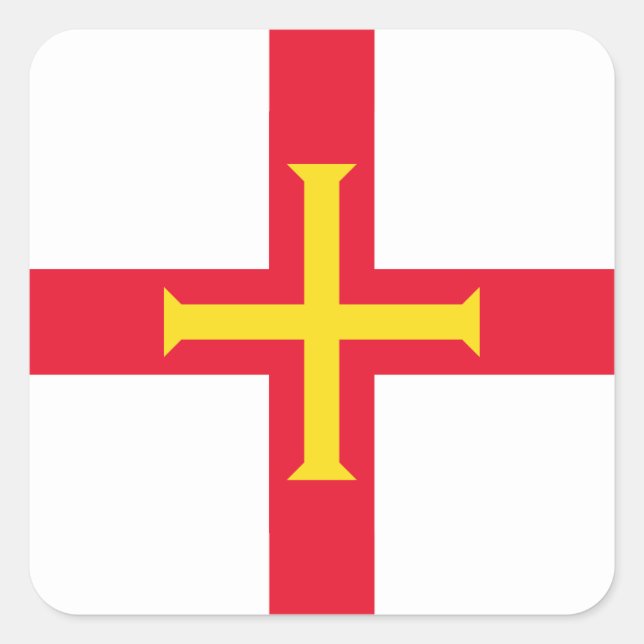 Adesivo Quadrado Bandeira de Guernsey (Frente)